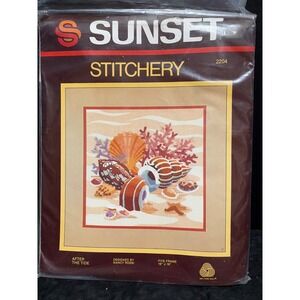 Sunset Stitchery After the Tide Needlepoint Kit 2204 Coastal Nautical VTG 1982
